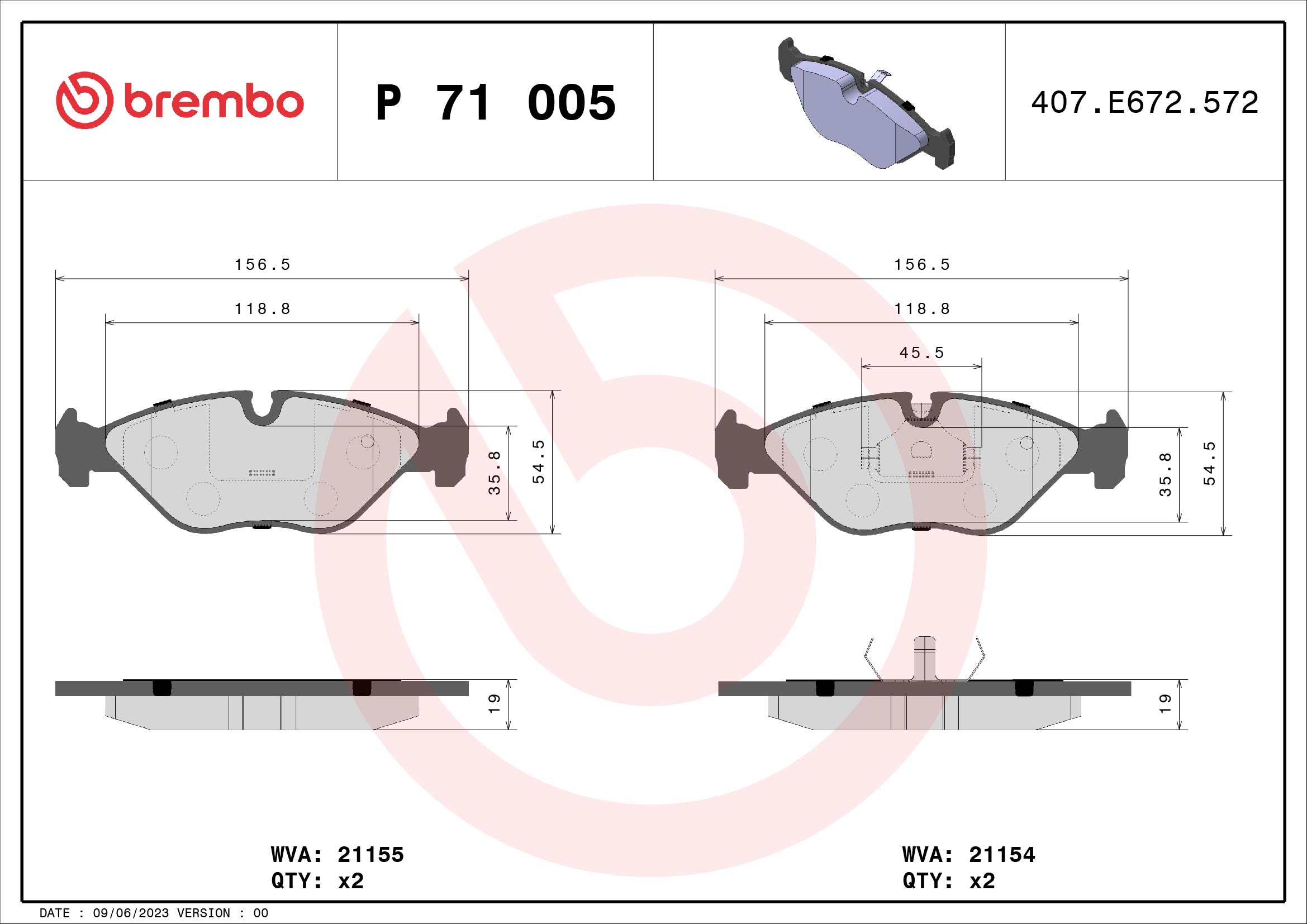 A.B.S. P 71 005 BREMBO Bremsbelagsatz, Scheibenbremse